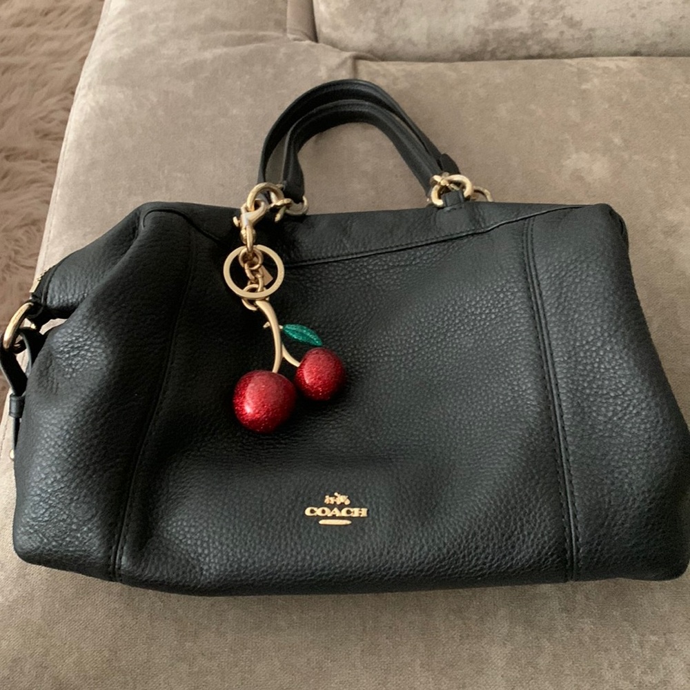 Coach black pebble leather bag wallet and tassel included